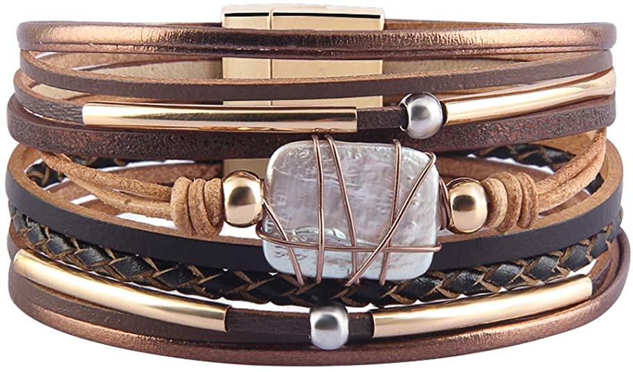 AZORA Womens Leather Cuff Bracelet