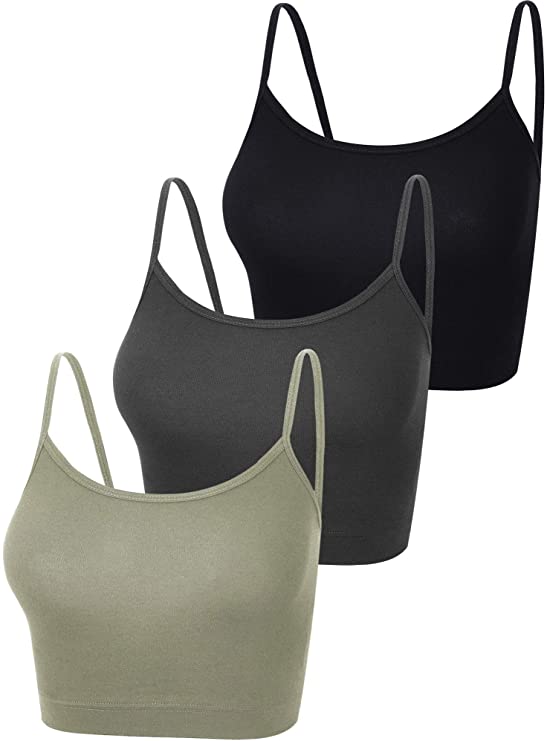 Boao 3 Pieces Spaghetti Strap Tank Camisole Top Crop Tank Top for Sports Yoga Sleeping