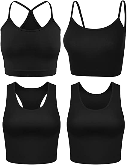 4 Pieces Basic Sleeveless Racerback Crop Tank Top Women's Sports Crop Top for Lady Girls Daily Wearing
