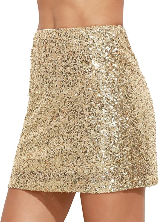Verdusa Women's Above Knee Sequin Sparkle Mini Skirt