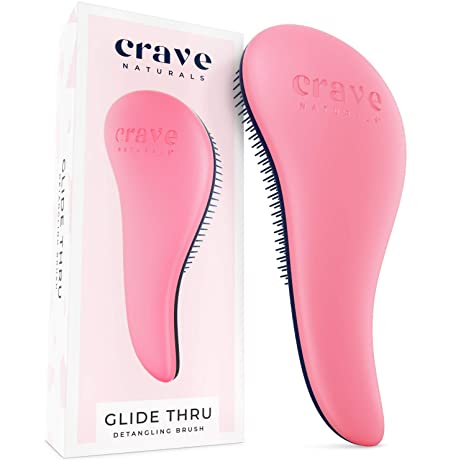 Crave Naturals Glide Thru Detangling Brush for Adults & Kids Hair. Detangler Hairbrush for Natural