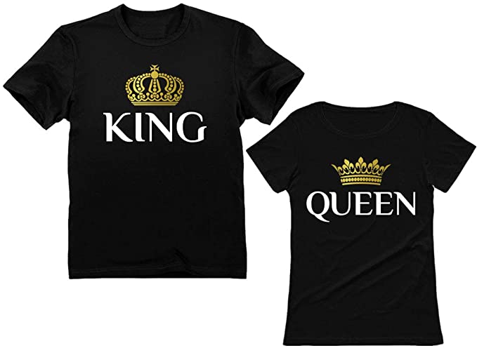 King and Queen Matching Couple Shirts Outfits His and Hers T-Shirts