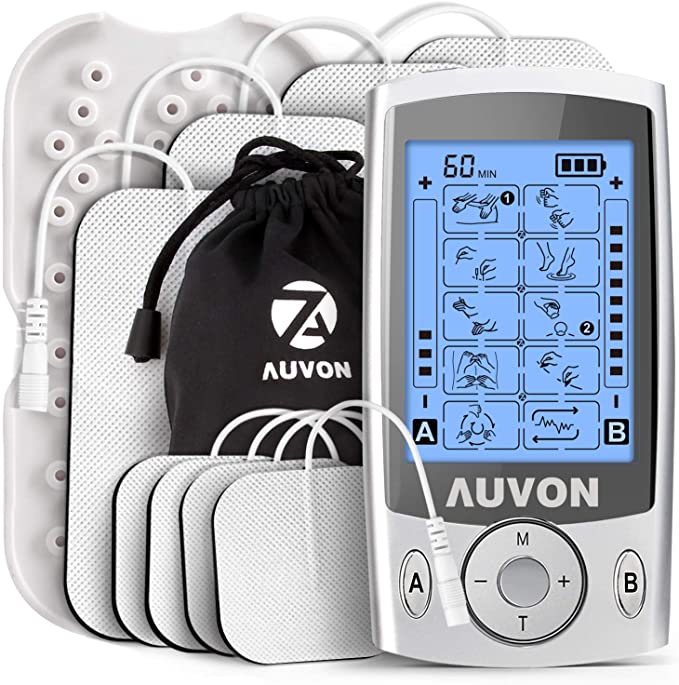 AUVON Dual Channel TENS Unit Muscle Stimulator Machine with 20 Modes