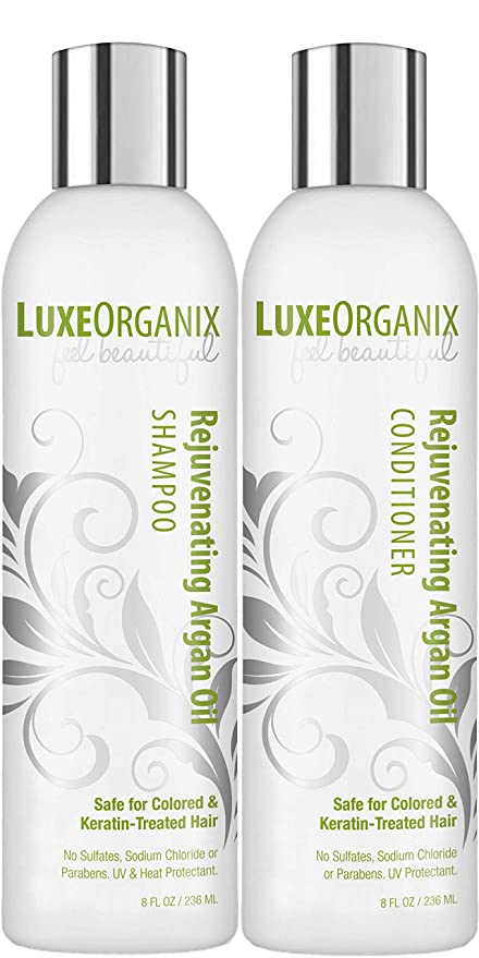 Moroccan Argan Oil Shampoo and Conditioner Set - Keratin & Color Safe - SLS Sulfate Free - Silkening