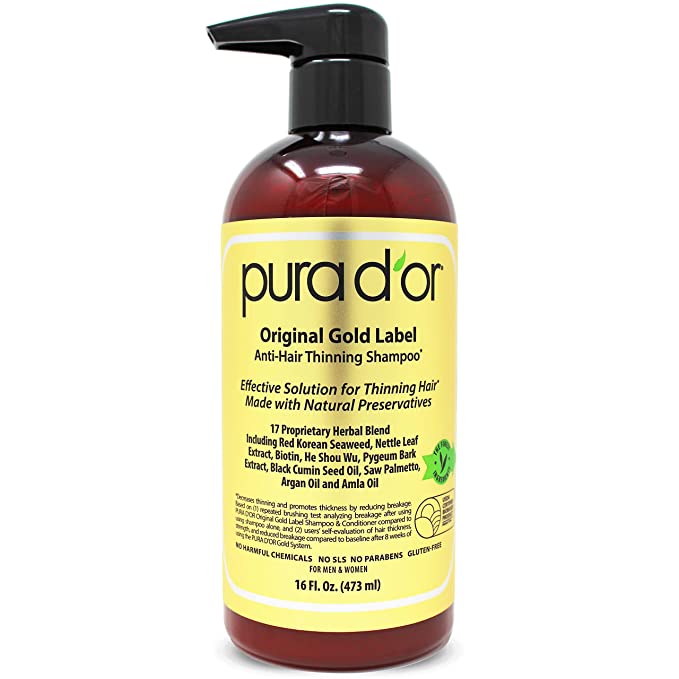 PURA D'OR Original Gold Label Anti-Thinning Biotin Shampoo (16oz) w/ Argan Oil