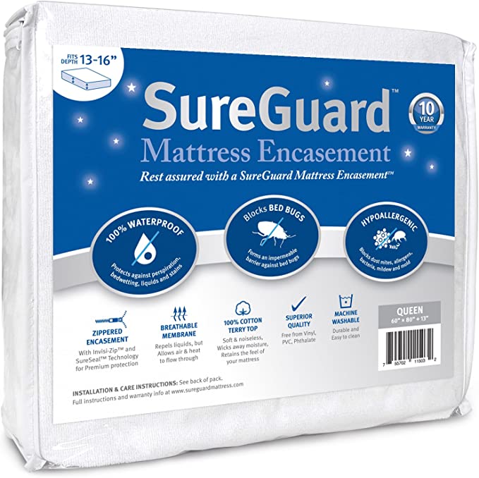 Queen (13-16 in. Deep) SureGuard Mattress Encasement - 100% Waterproof