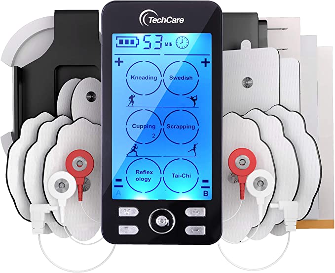 Tens Unit Plus 24 Rechargeable Electronic Pulse Massager Machine Multi Mode Device with All Accessories [New Model]