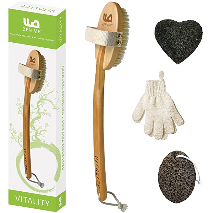 Zen Me Premium Dry Brushing Body Brush Set for Natural Exfoliation