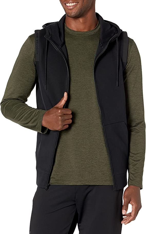 Peak Velocity Men's Metro Fleece Full-Zip Sleeveless Athletic-Fit Hoodie