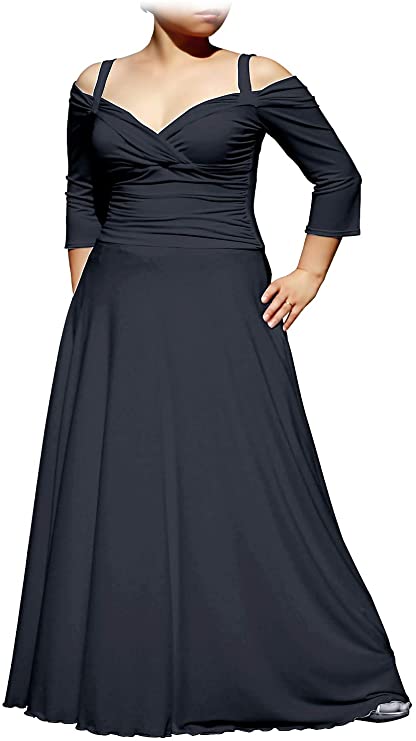 EVANESE Women's Plus Size Elegant Long Formal Evening Dress with 3/4 Sleeves
