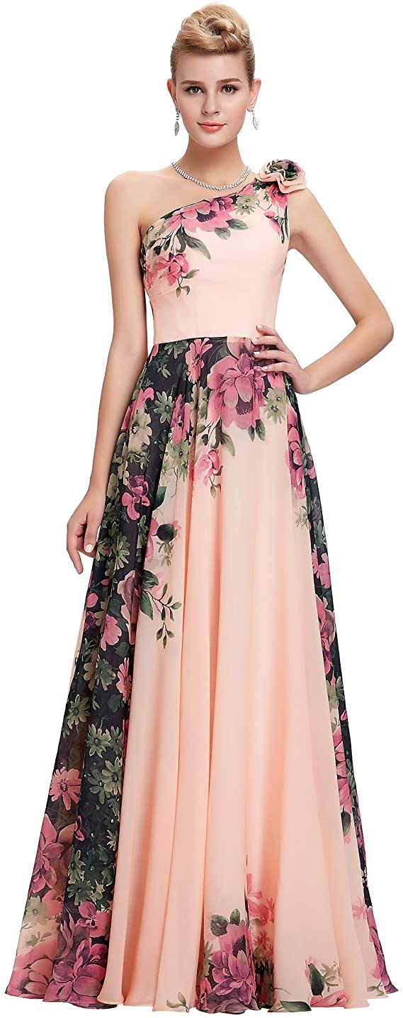 GRACE KARIN Floral Print Graceful Chiffon Prom Dress for Women (Multi-Colored)