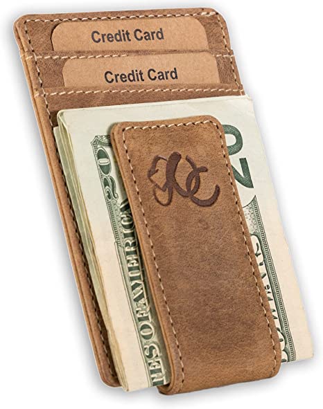 Mens Front Pocket Wallet with Money Clip by Urban Cowboy – Genuine Leather