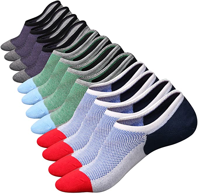 No Show Socks for Mens/Womens Low Cut Ankle Invisible Non-Slip Casual Sports Athletic Socks 5-8/8-11/11-13/12-14