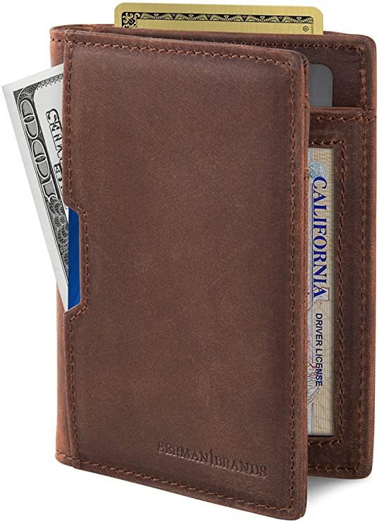SERMAN BRANDS - Wallets for Men Slim Mens leather RFID Blocking Minimalist Card Front Pocket Bifold Travel Thin